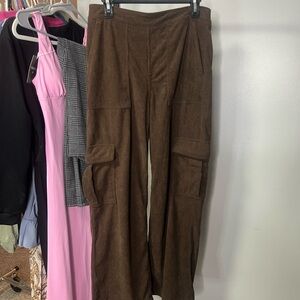 HALARA Preloved Brown Corduroy Wide-Leg Cargo Pants